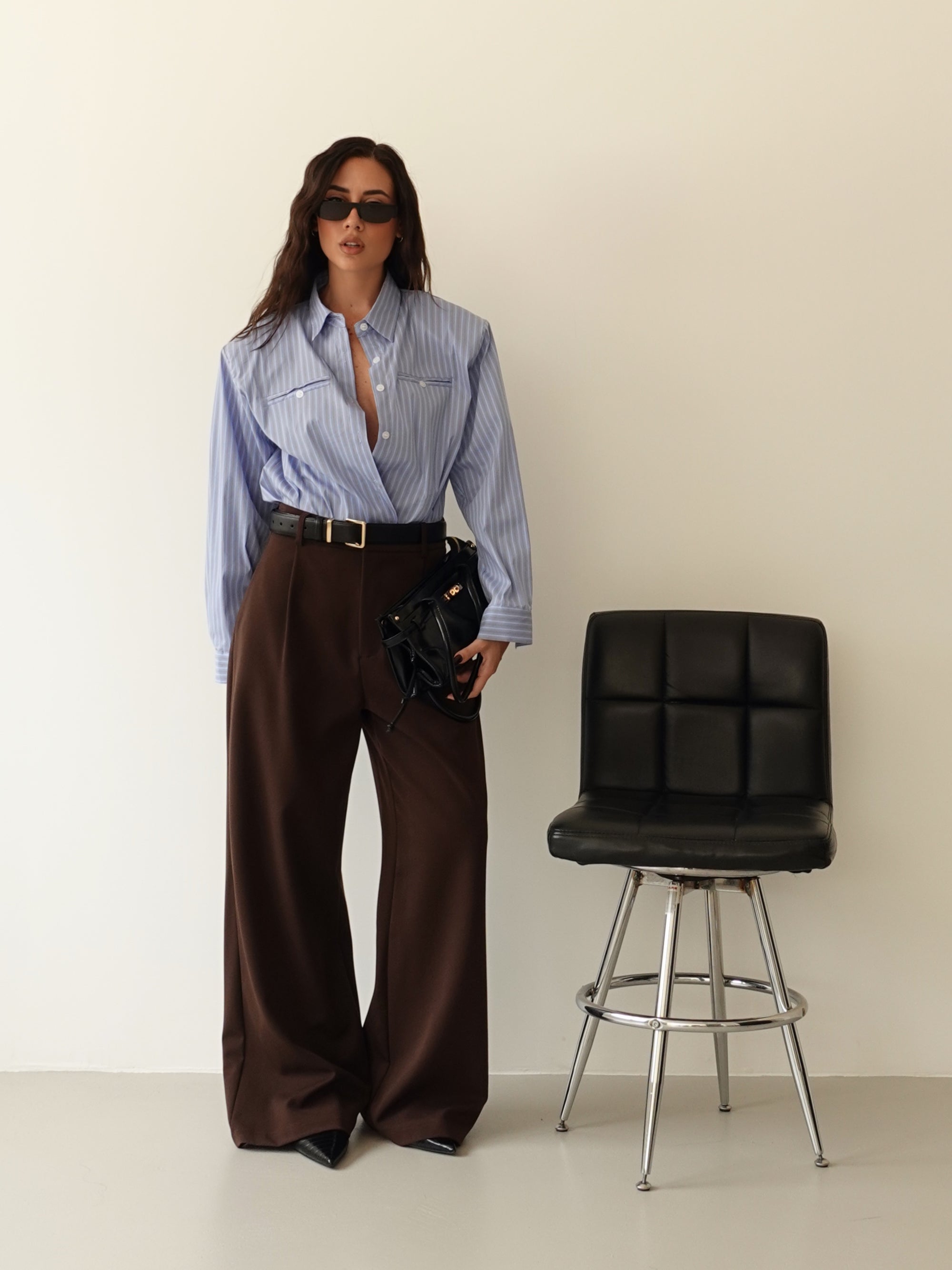 CAMICIA MILLERIGHE CON SPALLINE - AZZURRO 19570