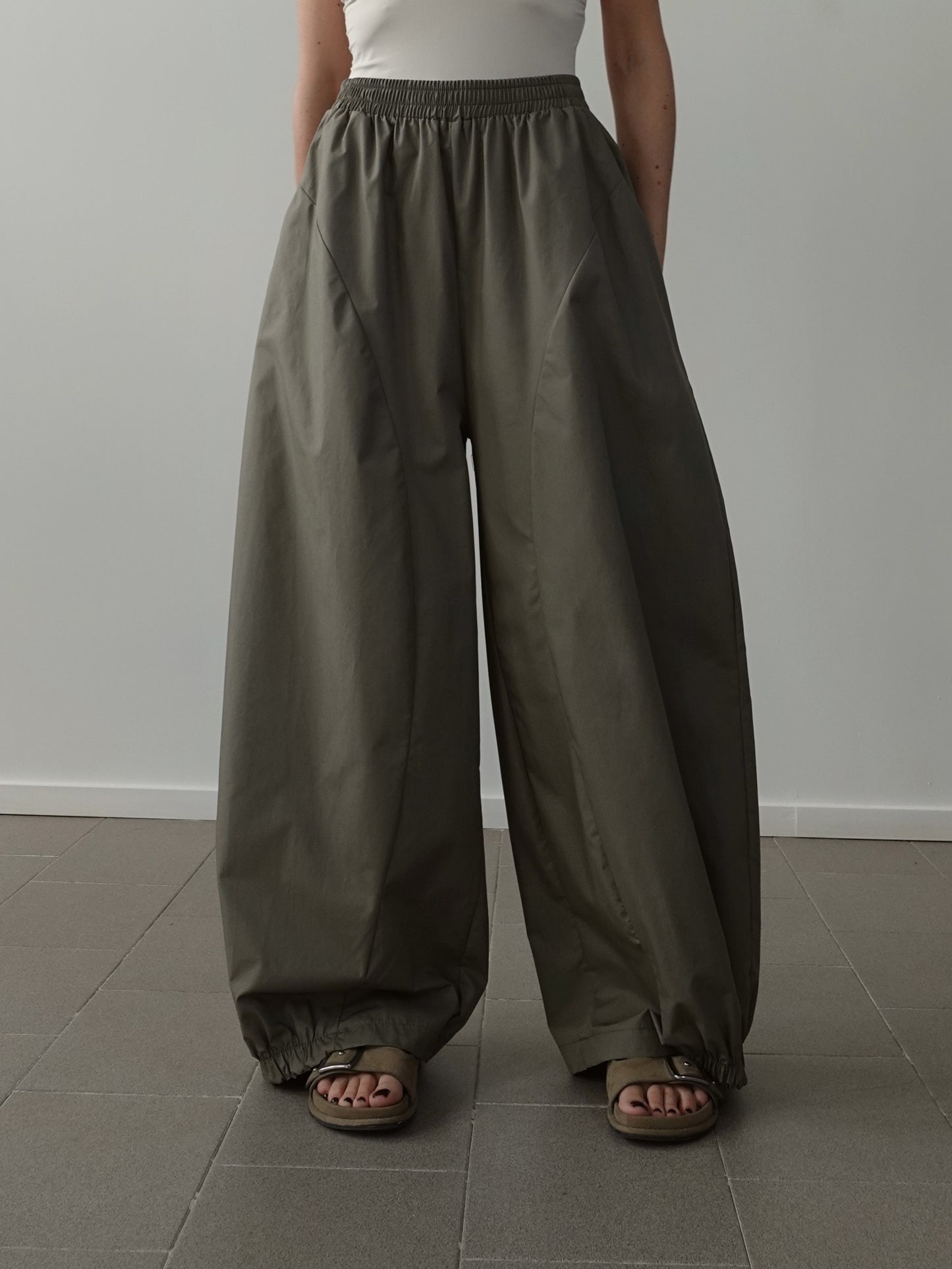 PANTALONI BAGGY BALLOON IN COTONE - VERDE CNZ21