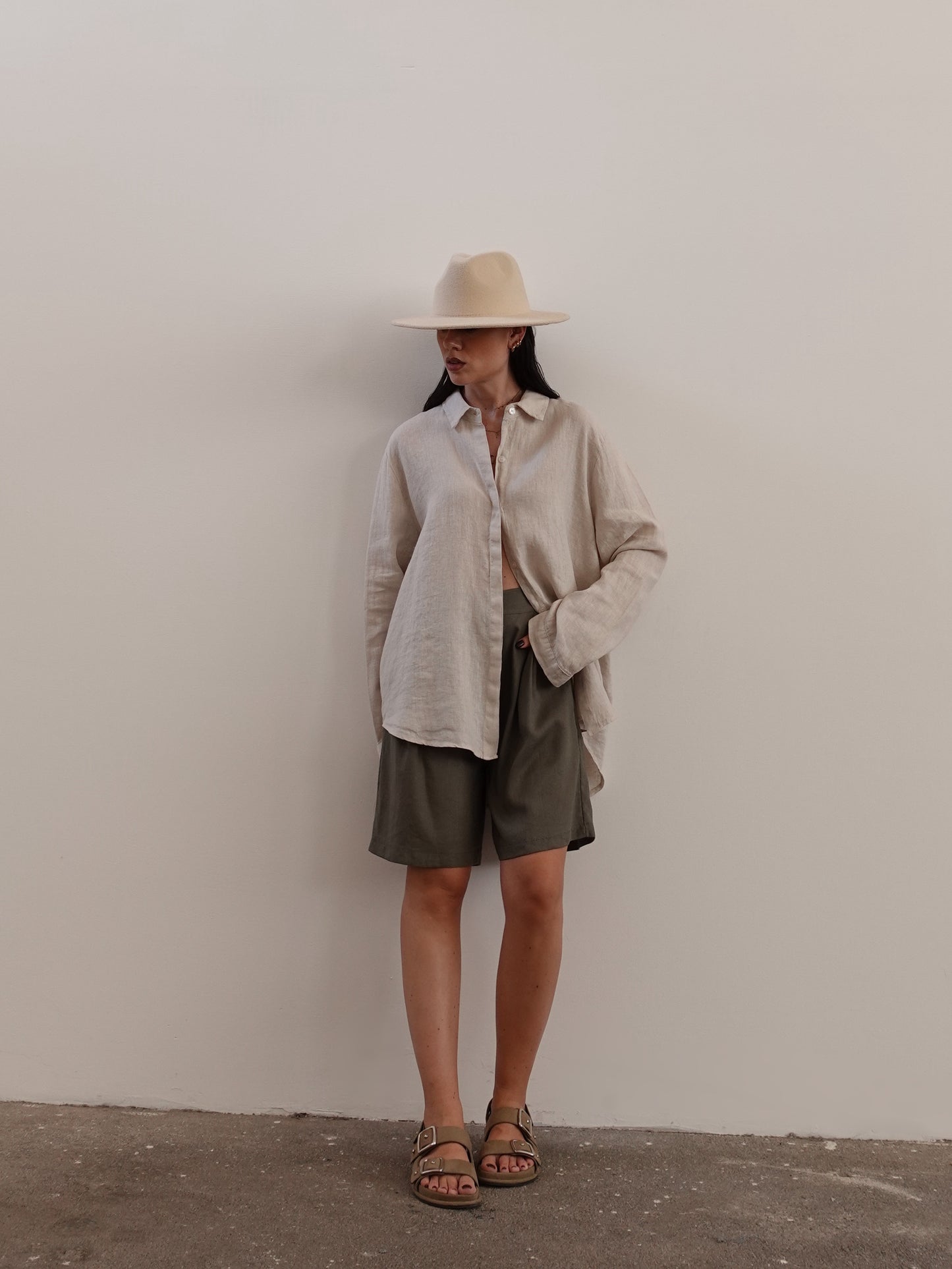 BERMUDA IN LINO & VISCOSA - VERDE 19052