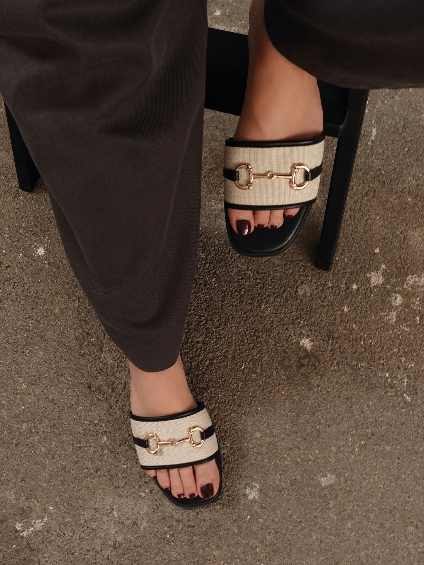 CIABATTE FLORENCE - NERO/BEIGE 98-06