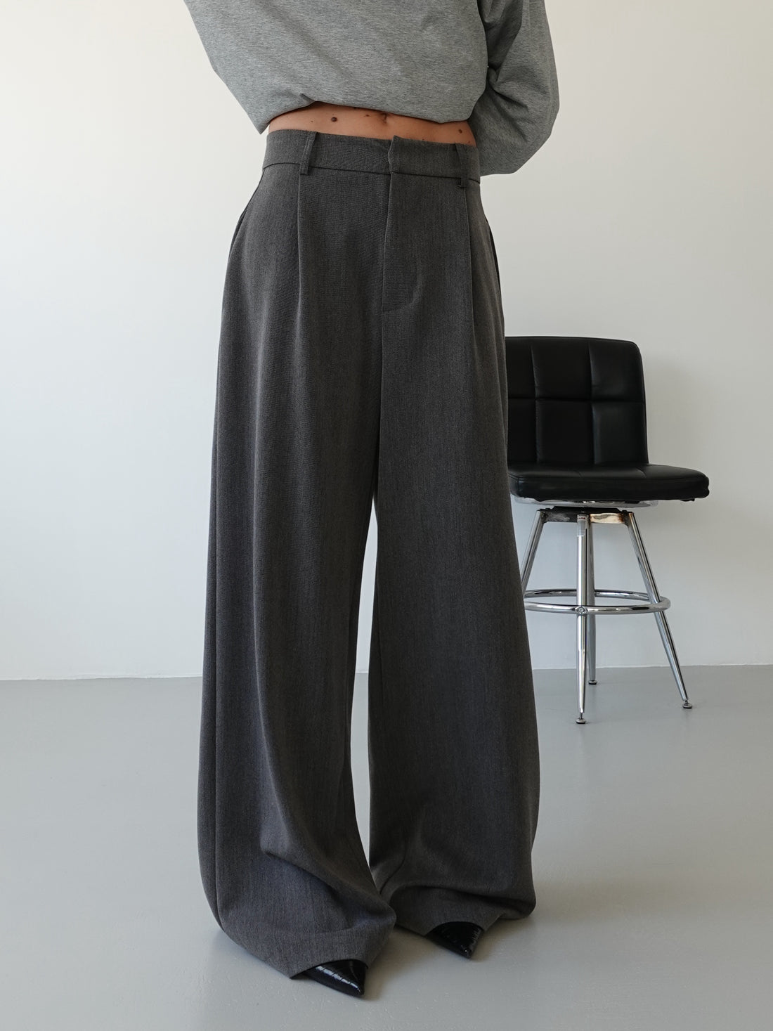 PANTALONI WIDE LEG LUMINA - GRIGIO Y0280