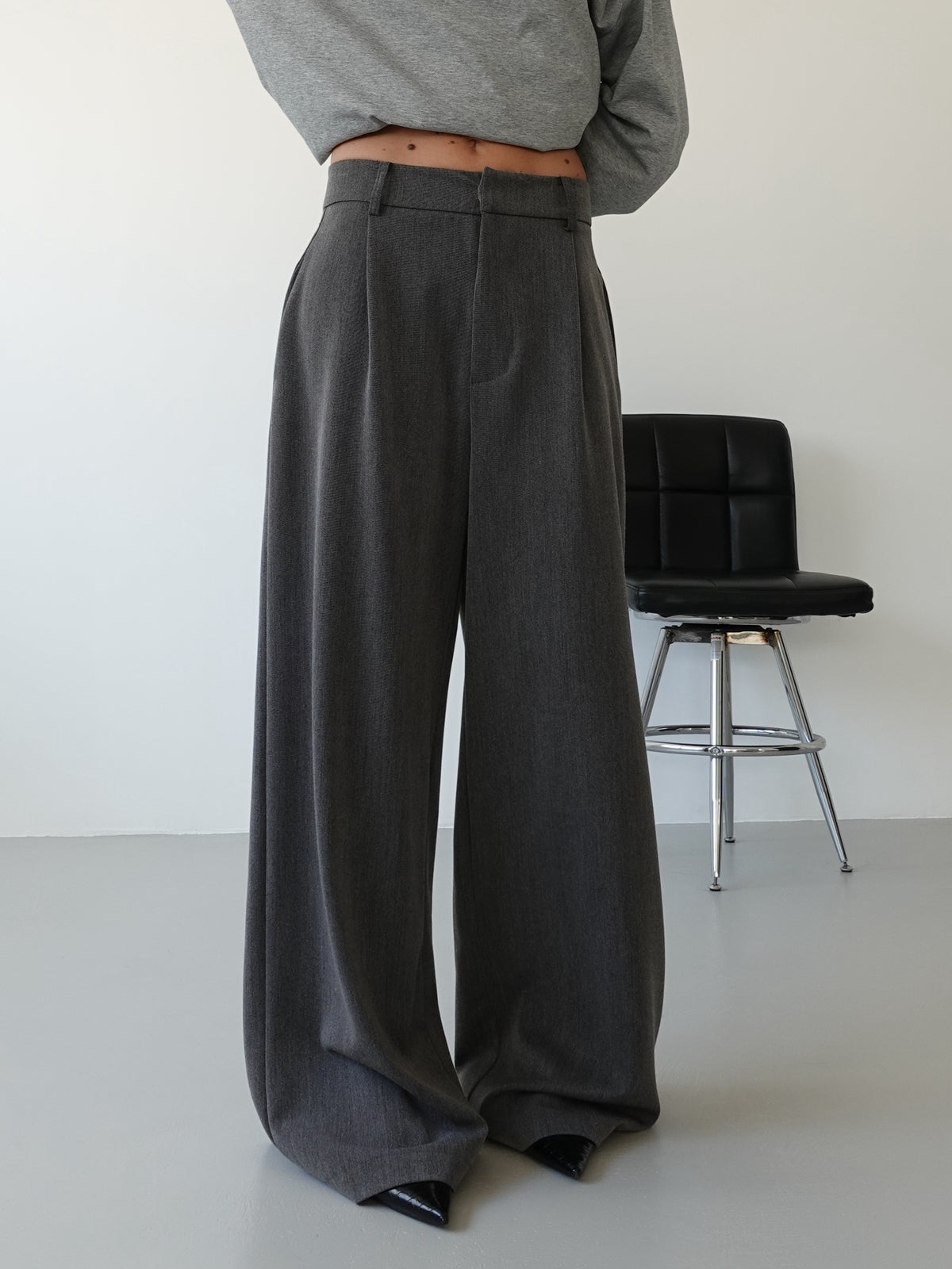 PANTALONI WIDE LEG LUMINA - GRIGIO Y0280