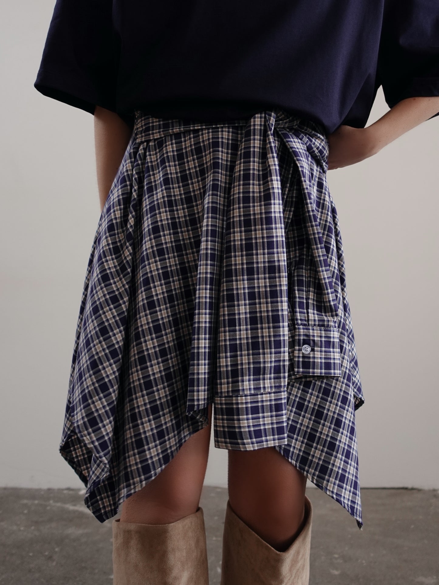 GONNA LUMINA EFFETTO CAMICIA A QUADRI - BLU LD3996