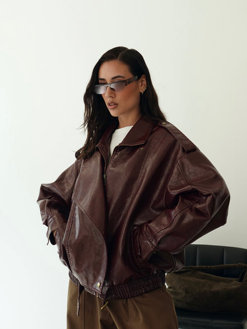 GIACCA OVER MAVERICK IN ECOPELLE - BURGUNDY 30294