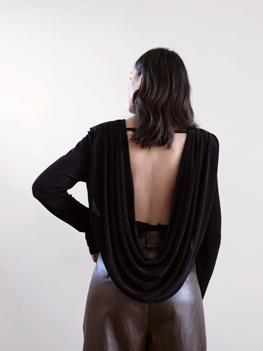 MAGLIA SEMITRASPARENTE CON SCHIENA SCOPERTA - NERO 25976