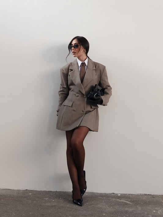 BLAZER DRESS CON CINTURA REGOLABILE - SABBIA 510