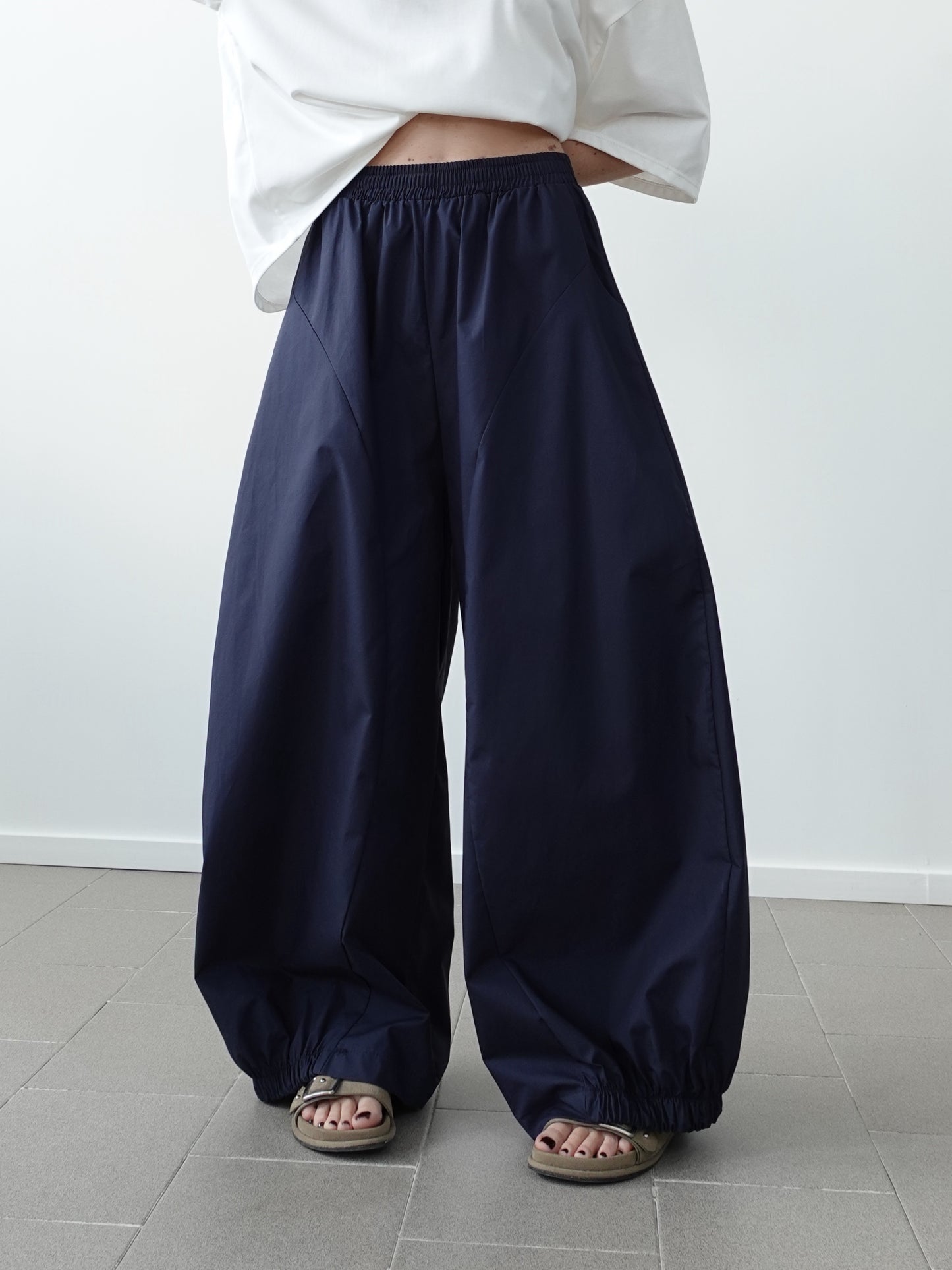 PANTALONI BAGGY BALLOON IN COTONE - BLU CNZ21