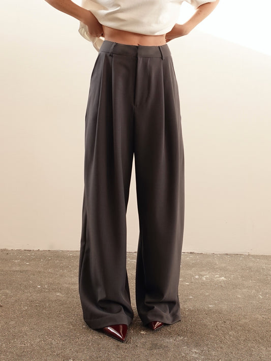 PANTALONI CLASSICI A PALAZZO - GRIGIO 5698