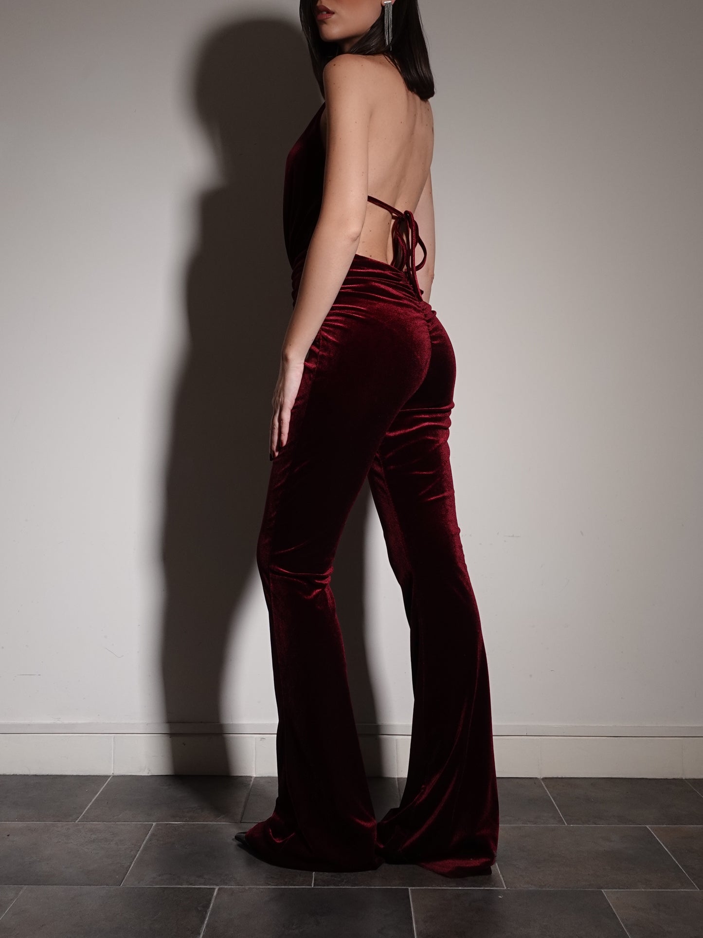 JUMPSUIT VELVET MINERVA - BORGOGNA 134001