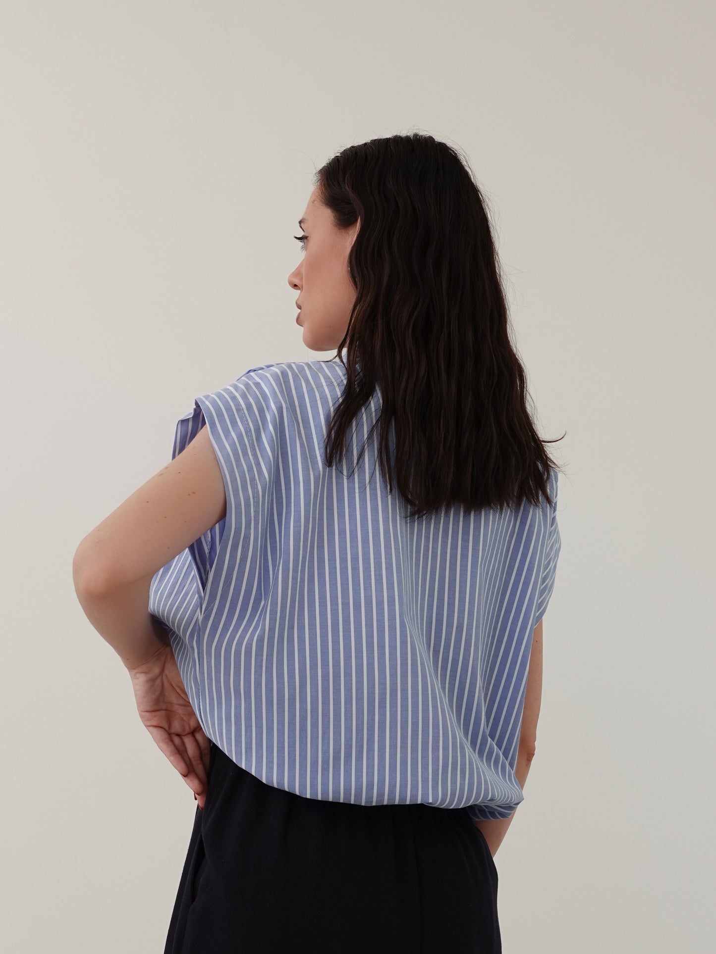 CAMICIA GIROMANICHE A RIGHE BALLOON FIT - AZZURRO 20818