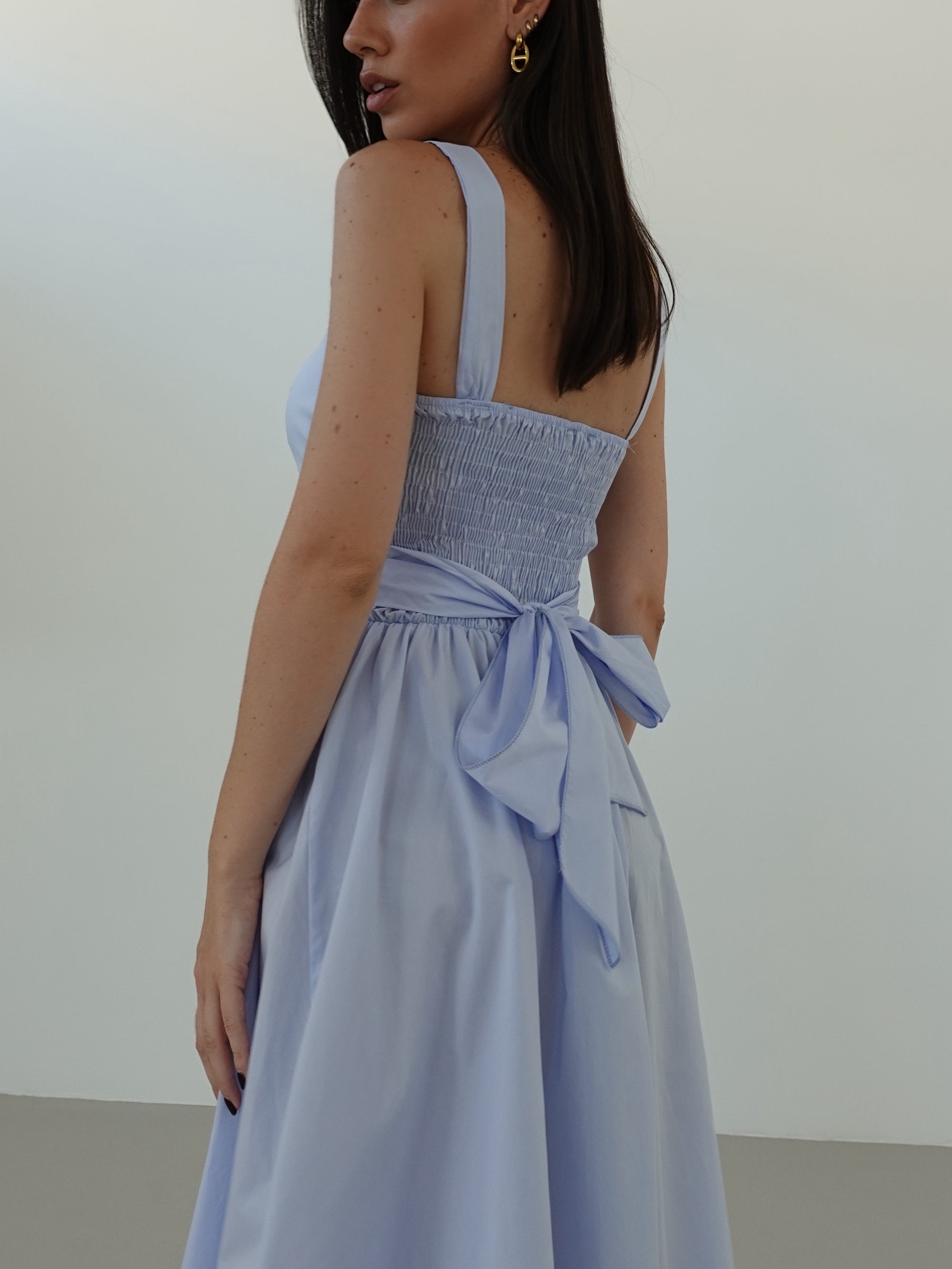 LONG DRESS BON TON IN COTONE - AZZURRO 7000