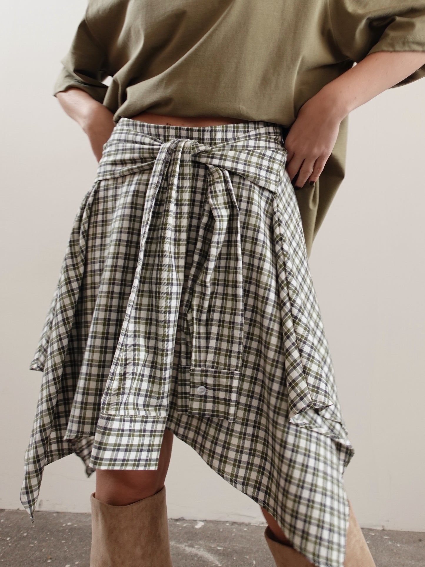 GONNA LUMINA EFFETTO CAMICIA A QUADRI - VERDE LD3996