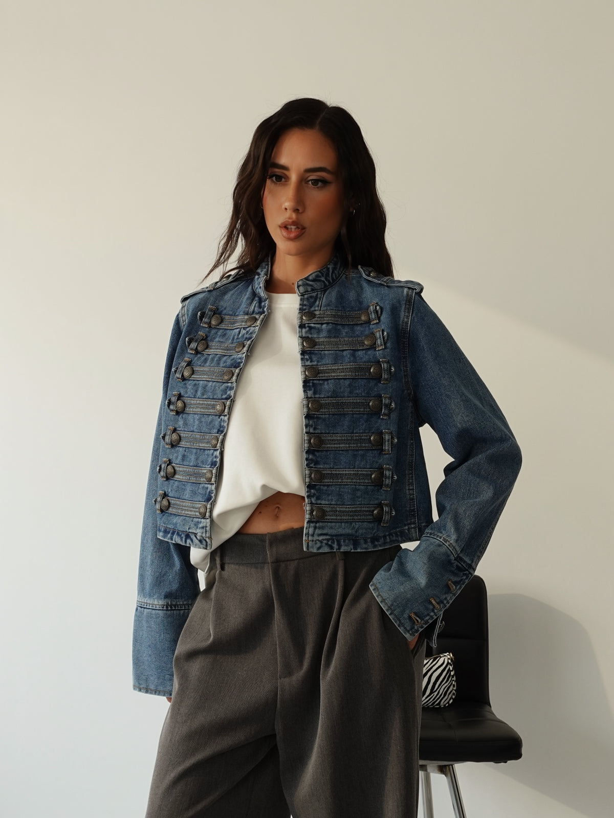 NAPOLEON JACKET IN DENIM - BLUE JEANS 386