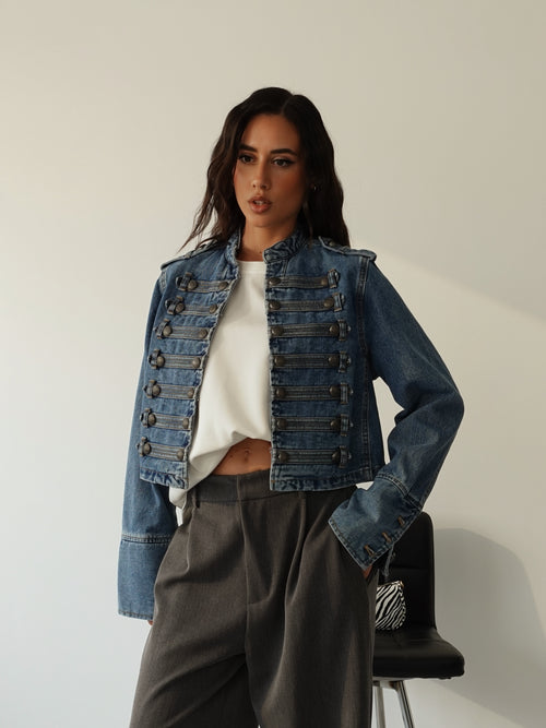 NAPOLEON JACKET IN DENIM - BLUE JEANS 386