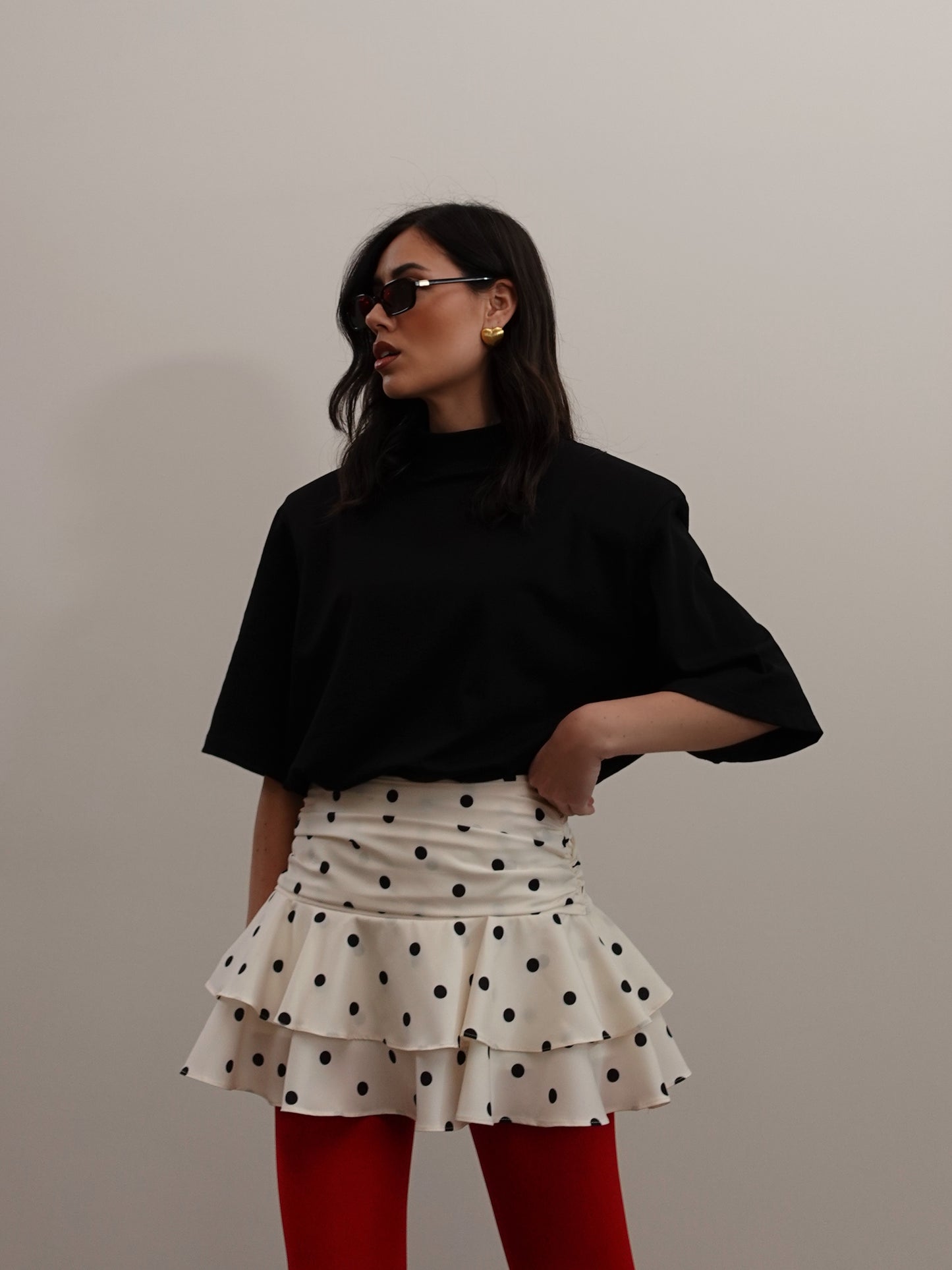 MINIGONNA A POIS CON VOLANT - PANNA 9825