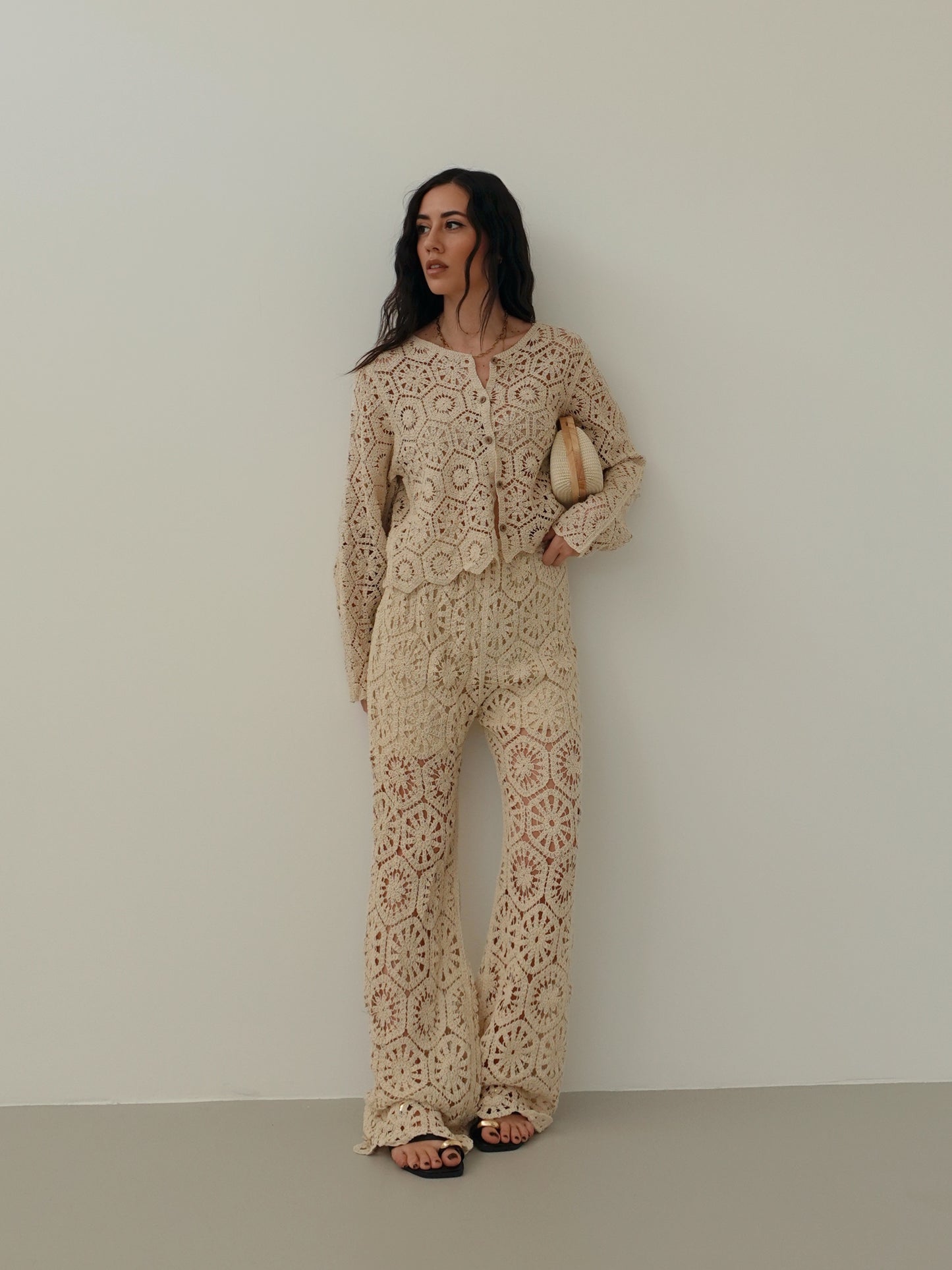 PANTALONI CROCHET BALI - BEIGE 28051