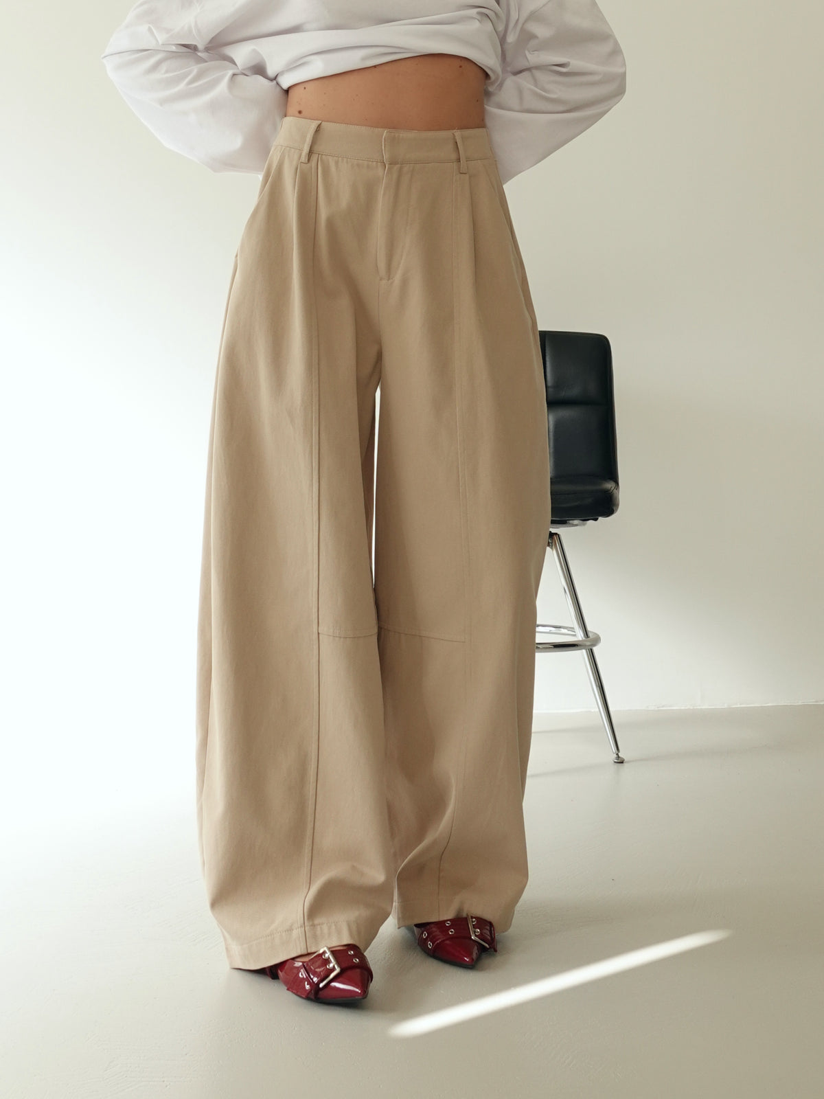 PANTALONI BALLOON 100% COTONE - BEIGE 9134