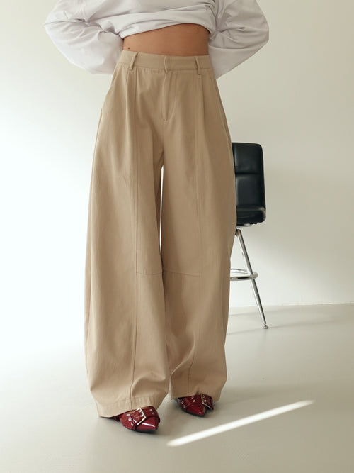 PANTALONI BALLOON 100% COTONE - BEIGE 9134