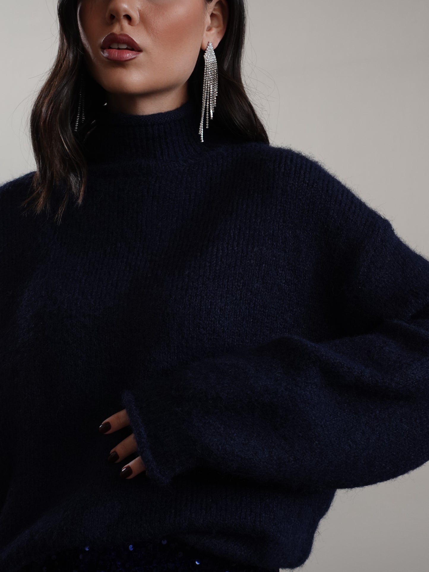 MAGLIONE MEZZO COLLO IN LANA - BLU 7066