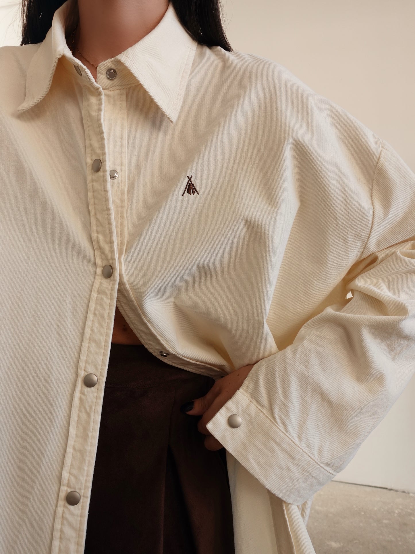 CAMICIA IN VELLUTO A COSTE - PANNA 51307