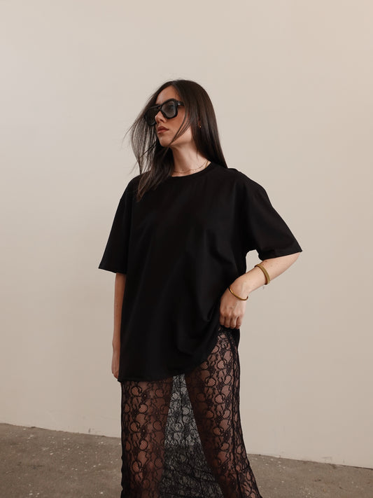 T-SHIRT OVER IN COTONE - NERO 30125