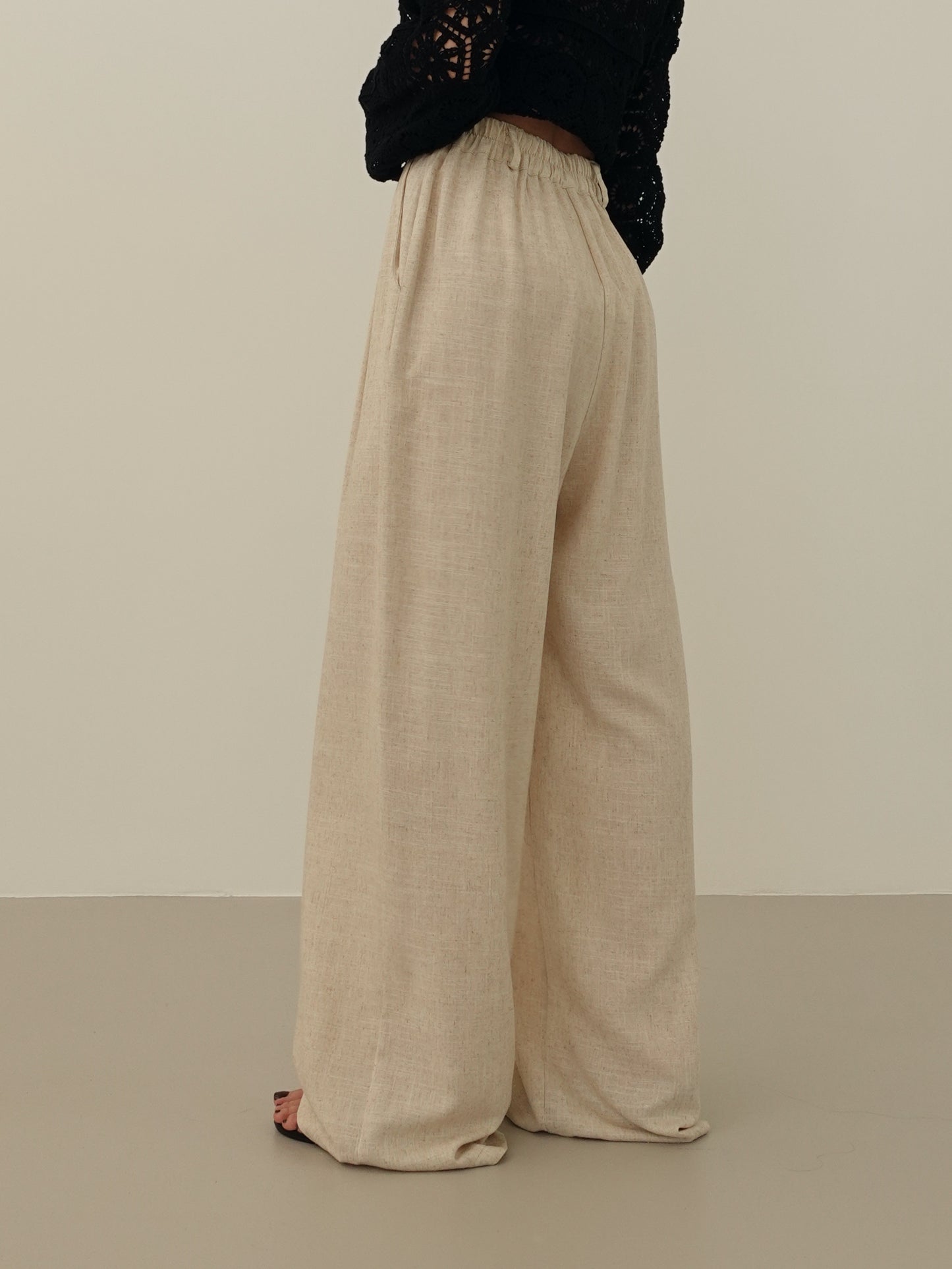 PANTALONI MISTO LINO/VISCOSA - BEIGE 5845