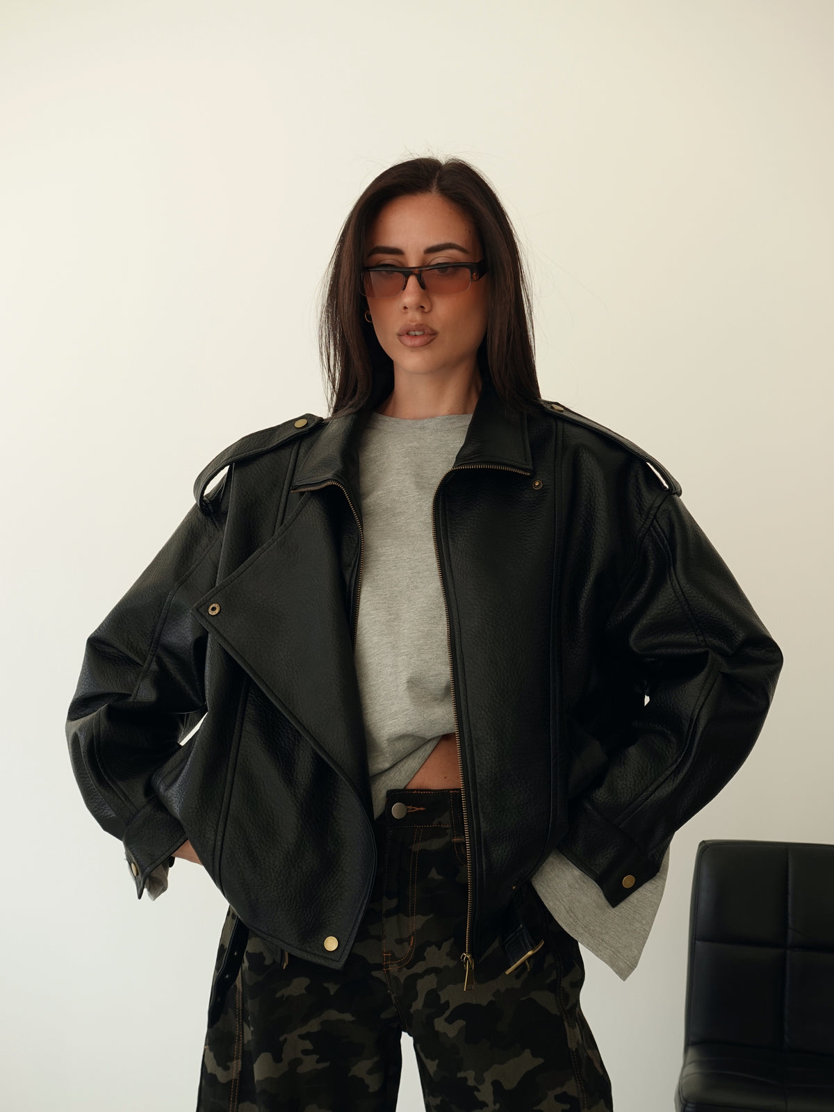 GIACCA OVER TOP GUN IN ECOPELLE - NERO 30384