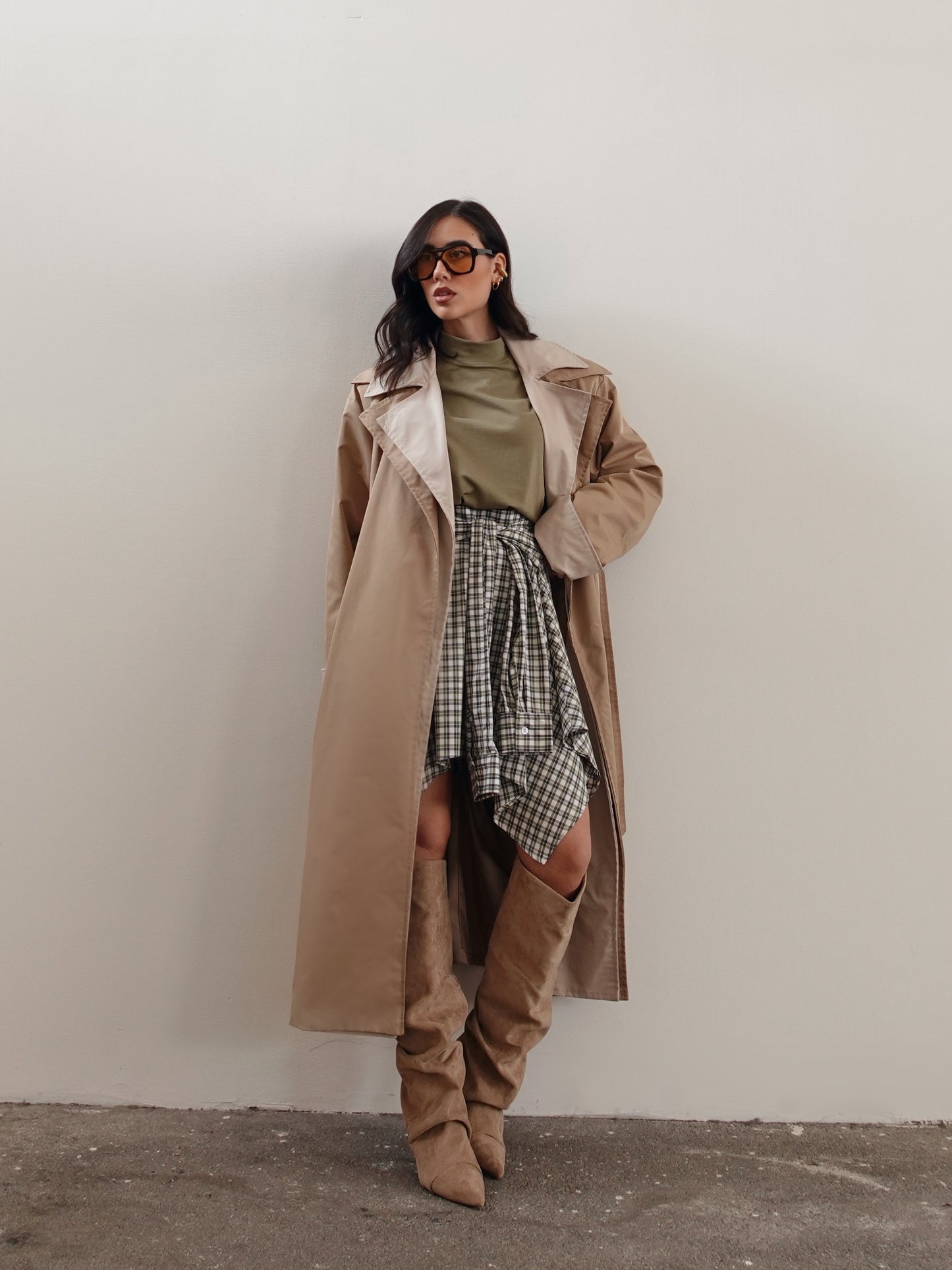 TRENCH LUNGO BICOLOR - CAMEL/BEIGE 25108