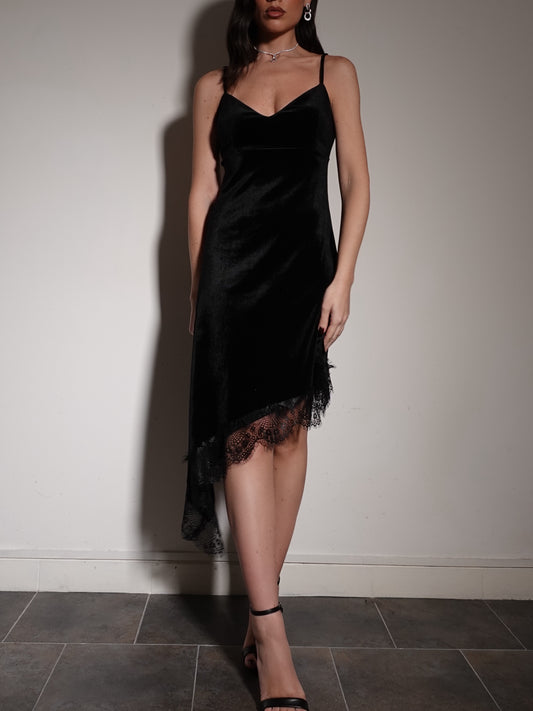 VESTITO LINGERIE CON SCHIENA SCOPERTA - NERO 10490