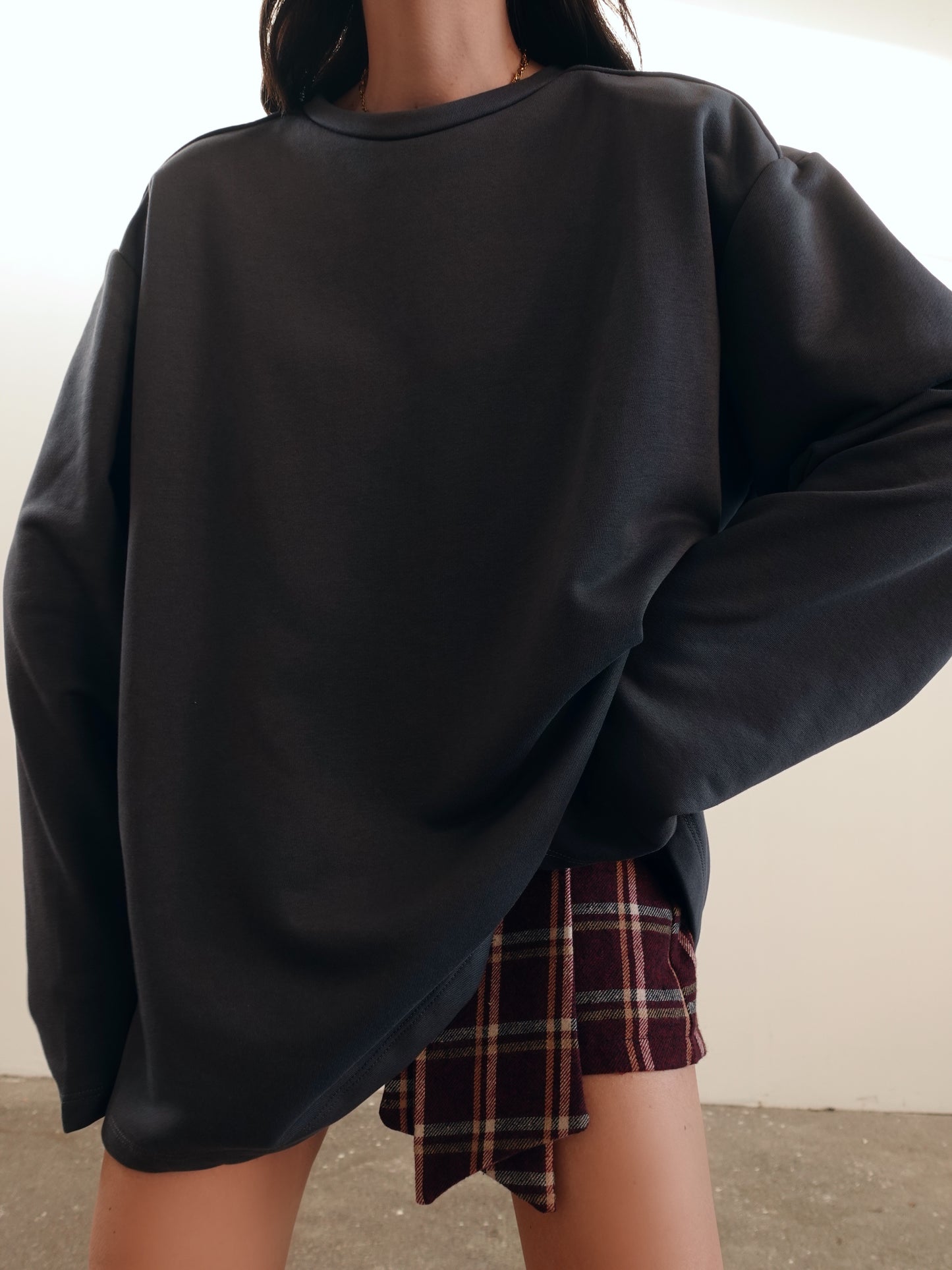 FELPA LONG-SLEEVE CON SPALLINE - GRIGIO 2642