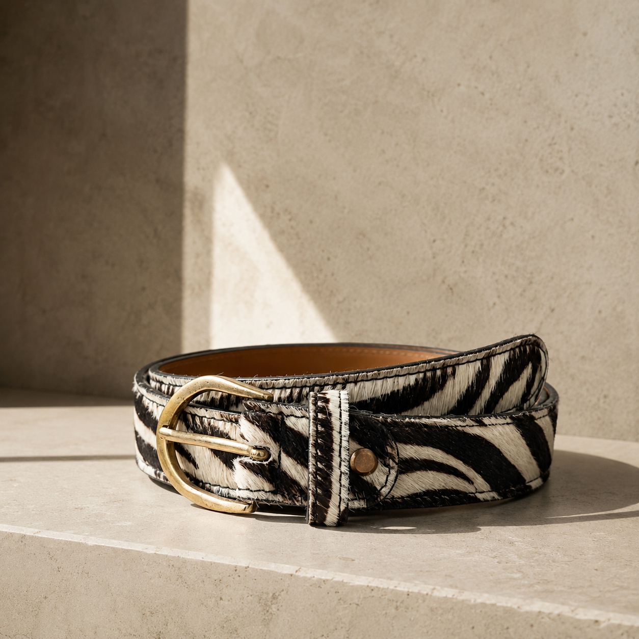 CINTURA ZEBRATA IN VERA PELLE