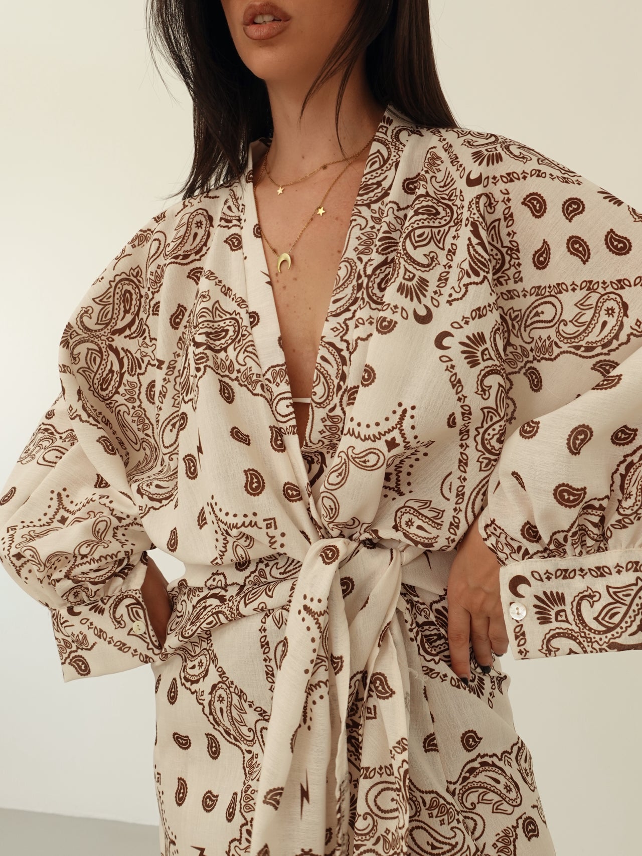 MINI DRESS BANDANA A PORTAFOGLIO  - PANNA 668088