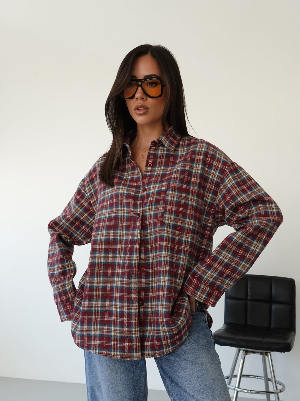 CAMICIA A QUADRI IN FLANELLA - BORDEAUX 6027
