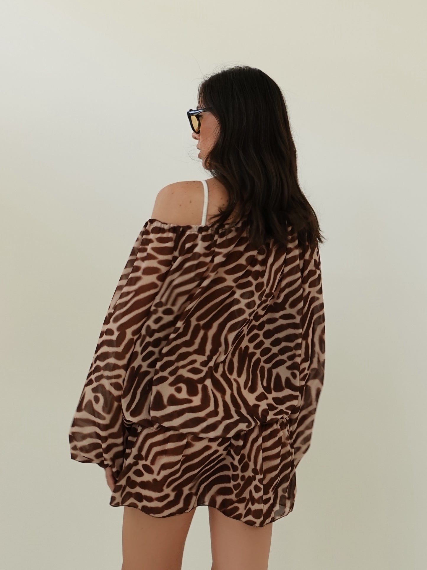 MINI DRESS VELATO KENYA - MARRONE/BEIGE 60606