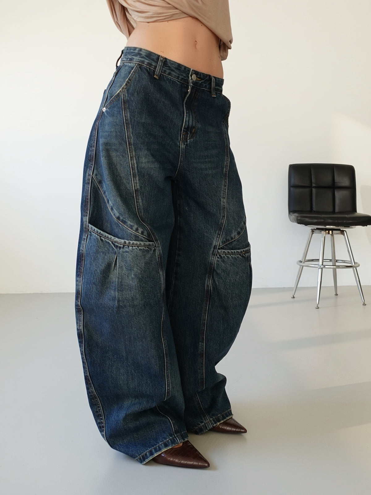 JEANS STRUTTURATO BALLOON FIT - LAVAGGIO SCURO 2006