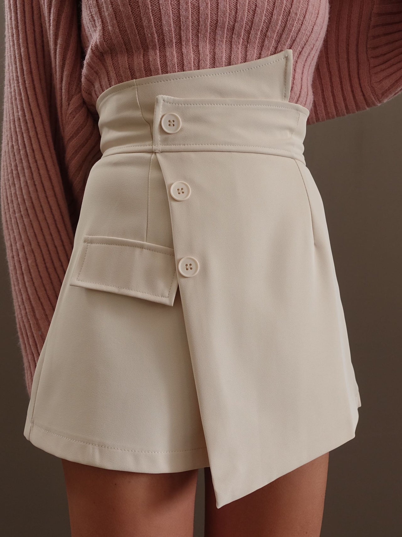 PANTAGONNA CON VITA ASIMMETRICA - BEIGE 755