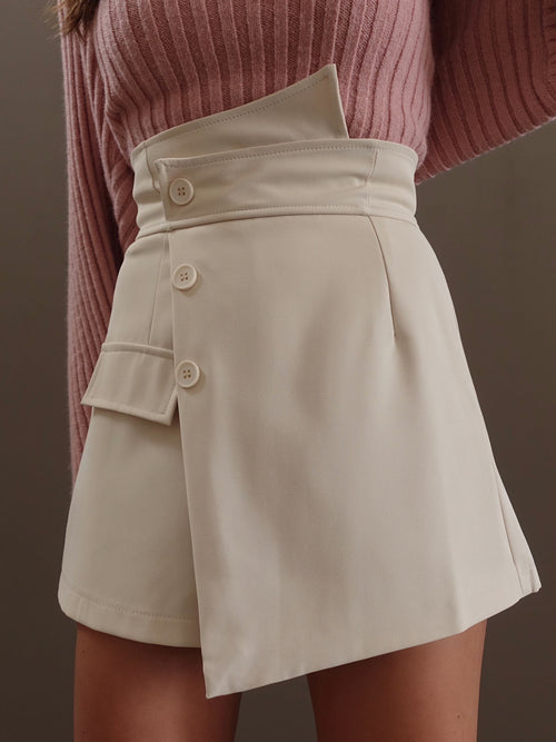 PANTAGONNA CON VITA ASIMMETRICA - BEIGE 755