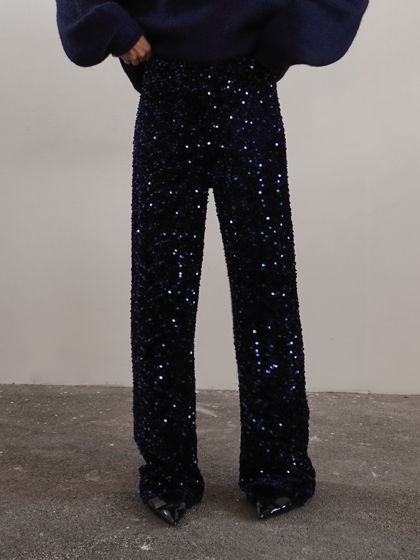 PANTALONI IN CINIGLIA CON PAILLETTES - BLU 10460