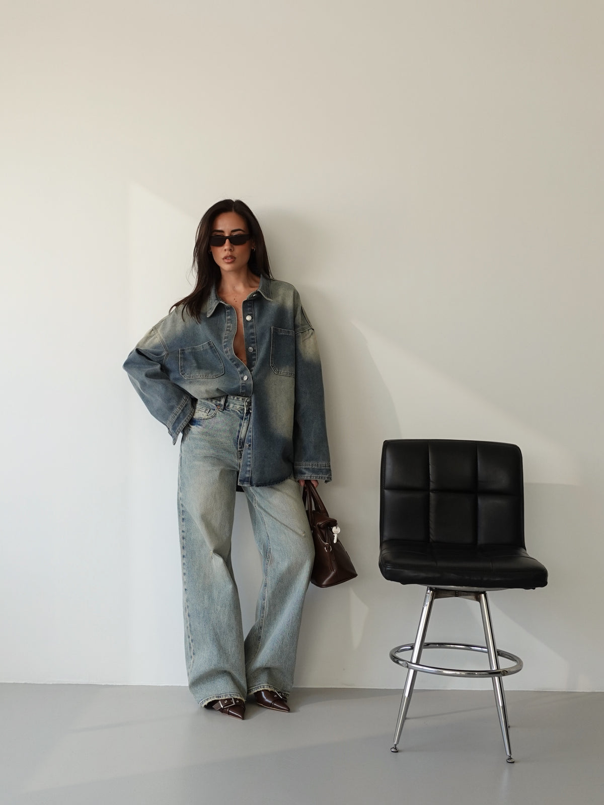 JEANS SABBIATO WIDE LEG - LAVAGGIO CHIARO 8000-30