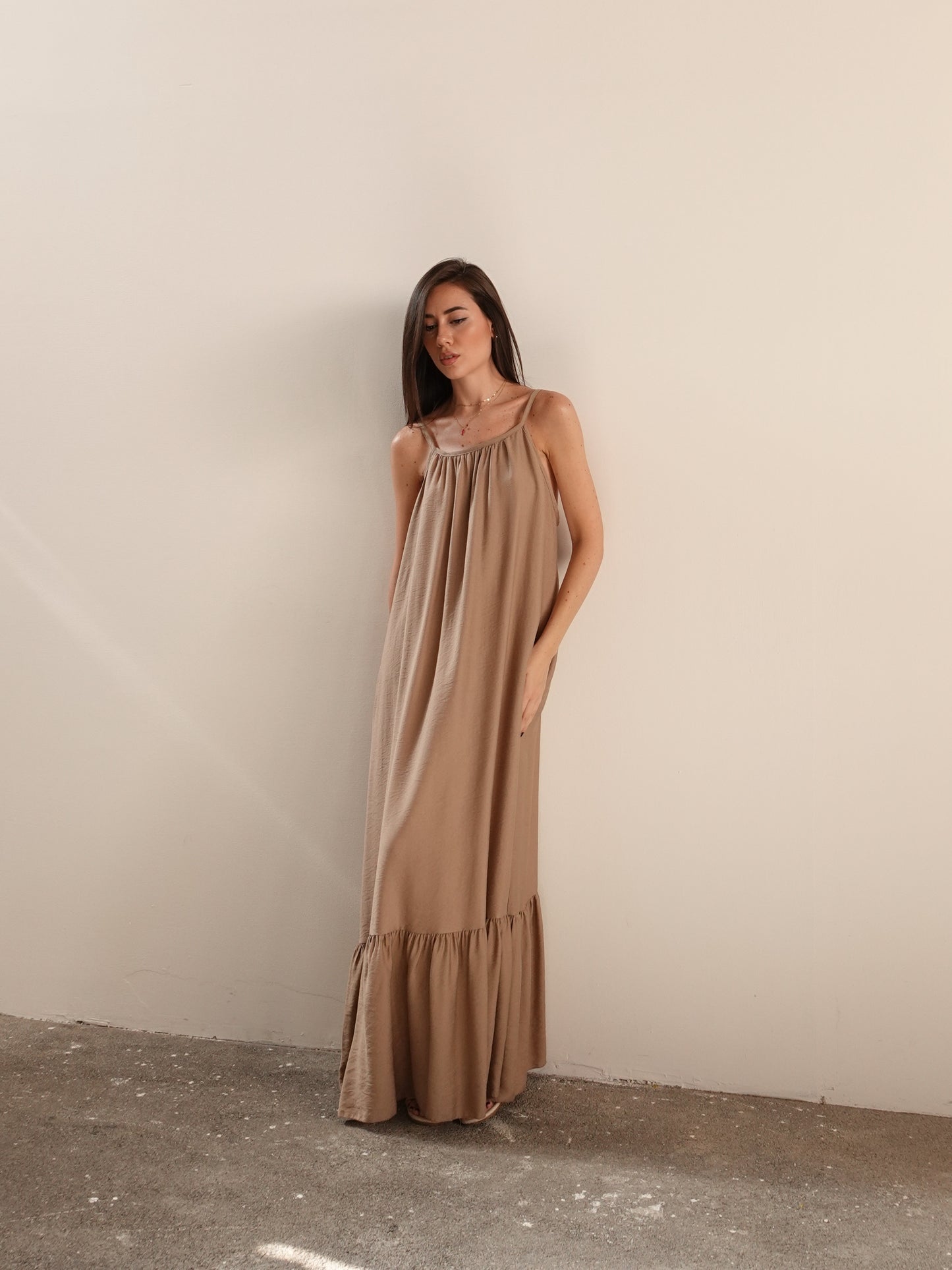 LONG DRESS JANIS - CAMEL 31035
