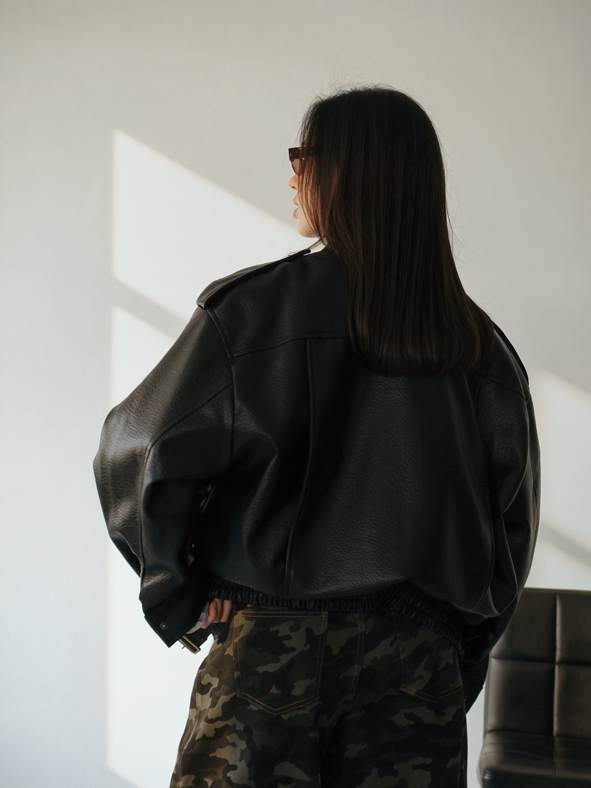 GIACCA OVER TOP GUN IN ECOPELLE - NERO 30384