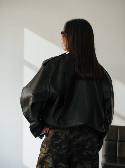 GIACCA OVER TOP GUN IN ECOPELLE - NERO 30384