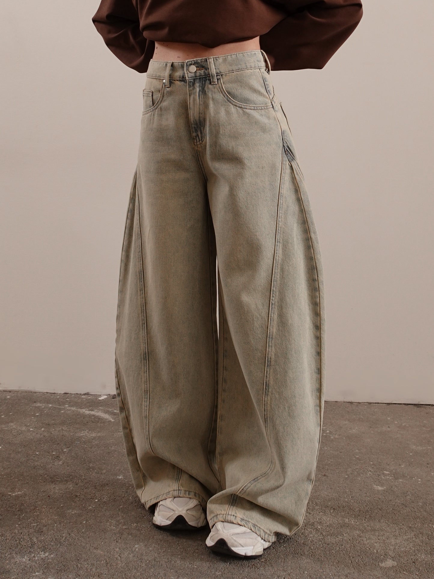 JEANS BARREL SABBIATO - BEIGE 5146