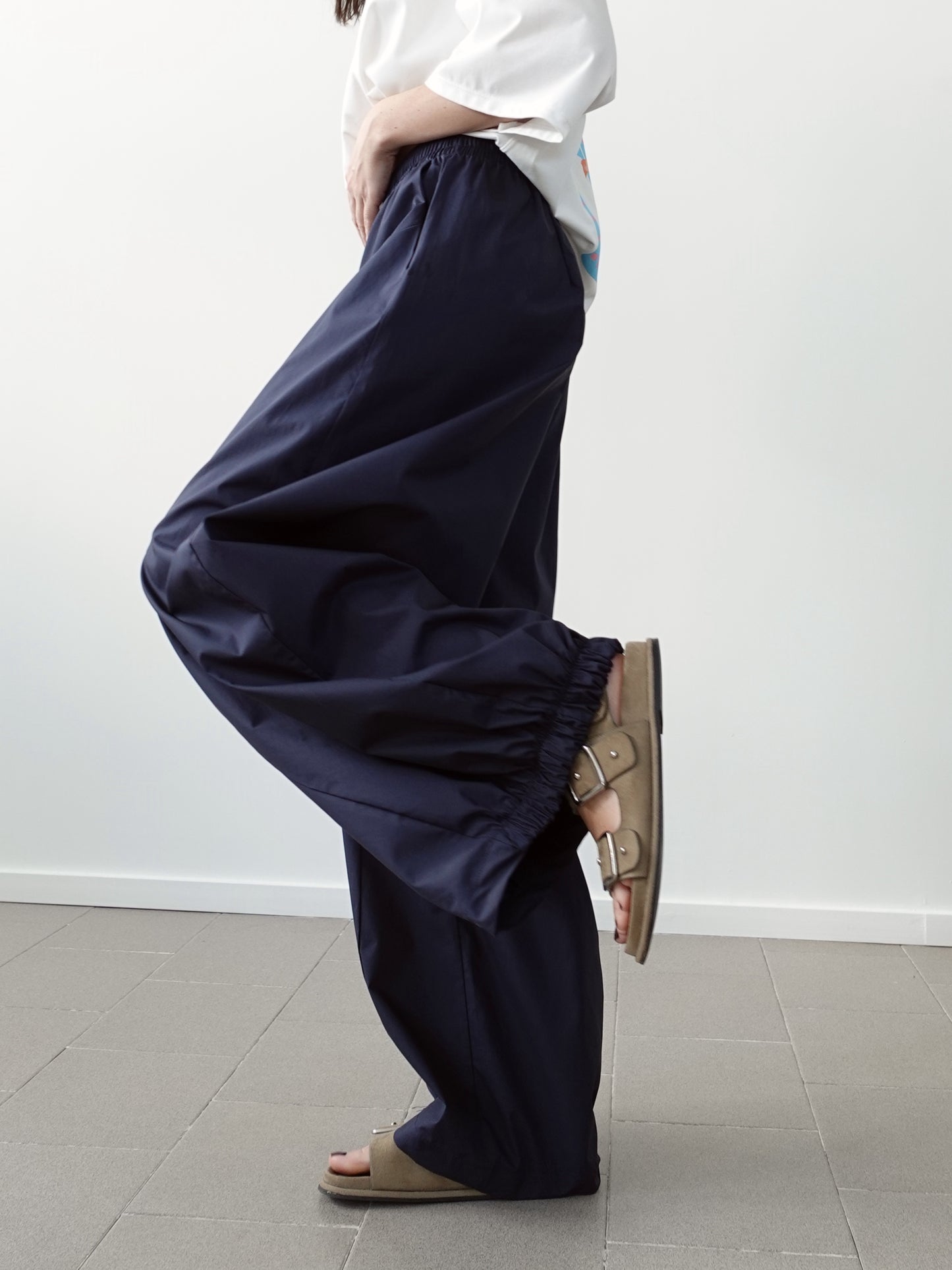 PANTALONI BAGGY BALLOON IN COTONE - BLU CNZ21