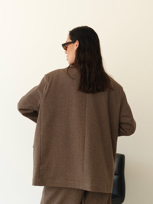BLAZER OVER PIED DE POULE - SABBIA 9837