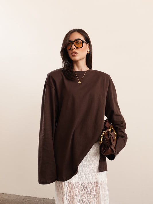 LONG SLEEVE CON SPALLINE - MARRONE