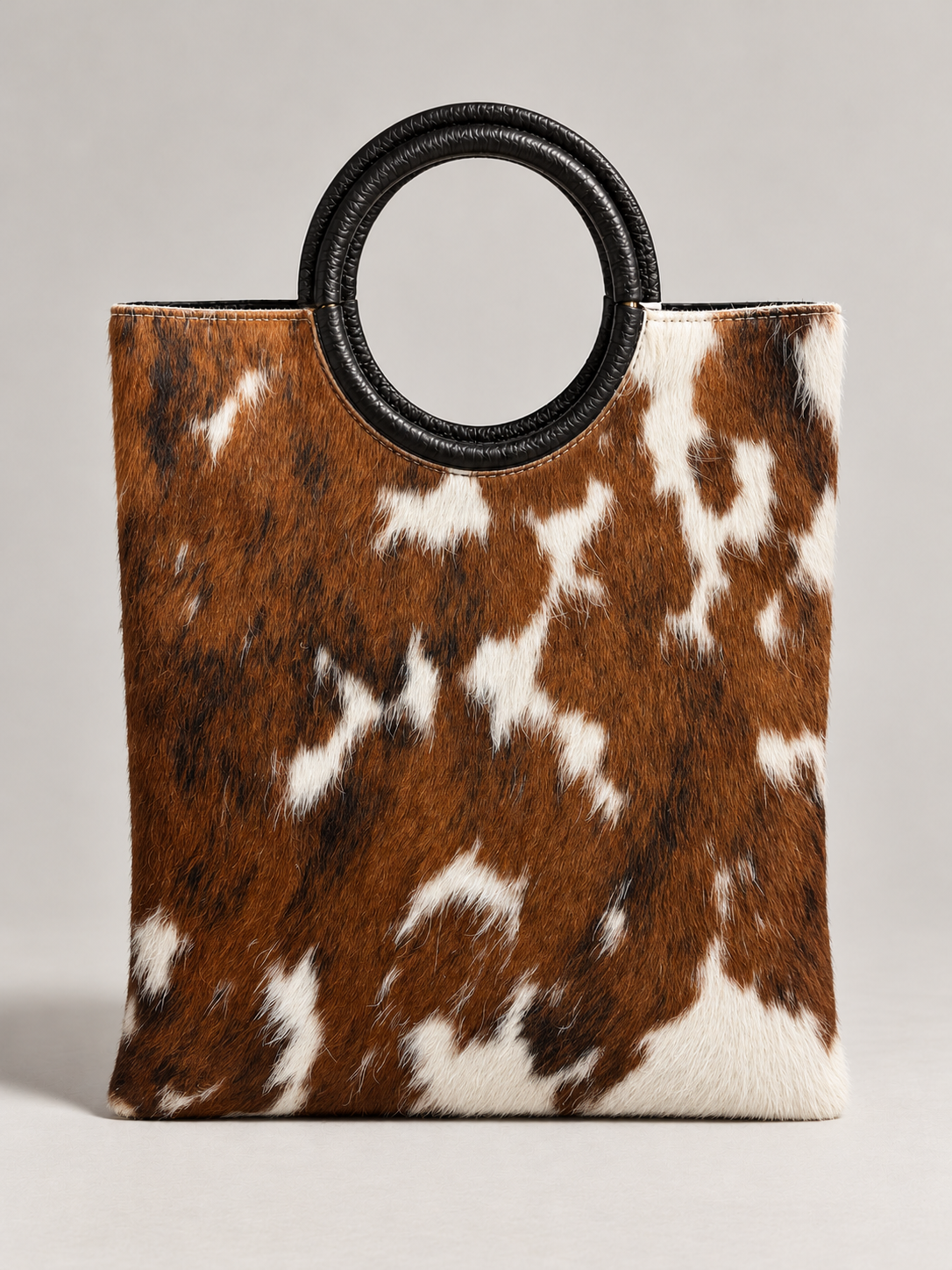 BORSA TOTE IN VERA PELLE EFFETTO CAVALLINO - CAMEL/BIANCO