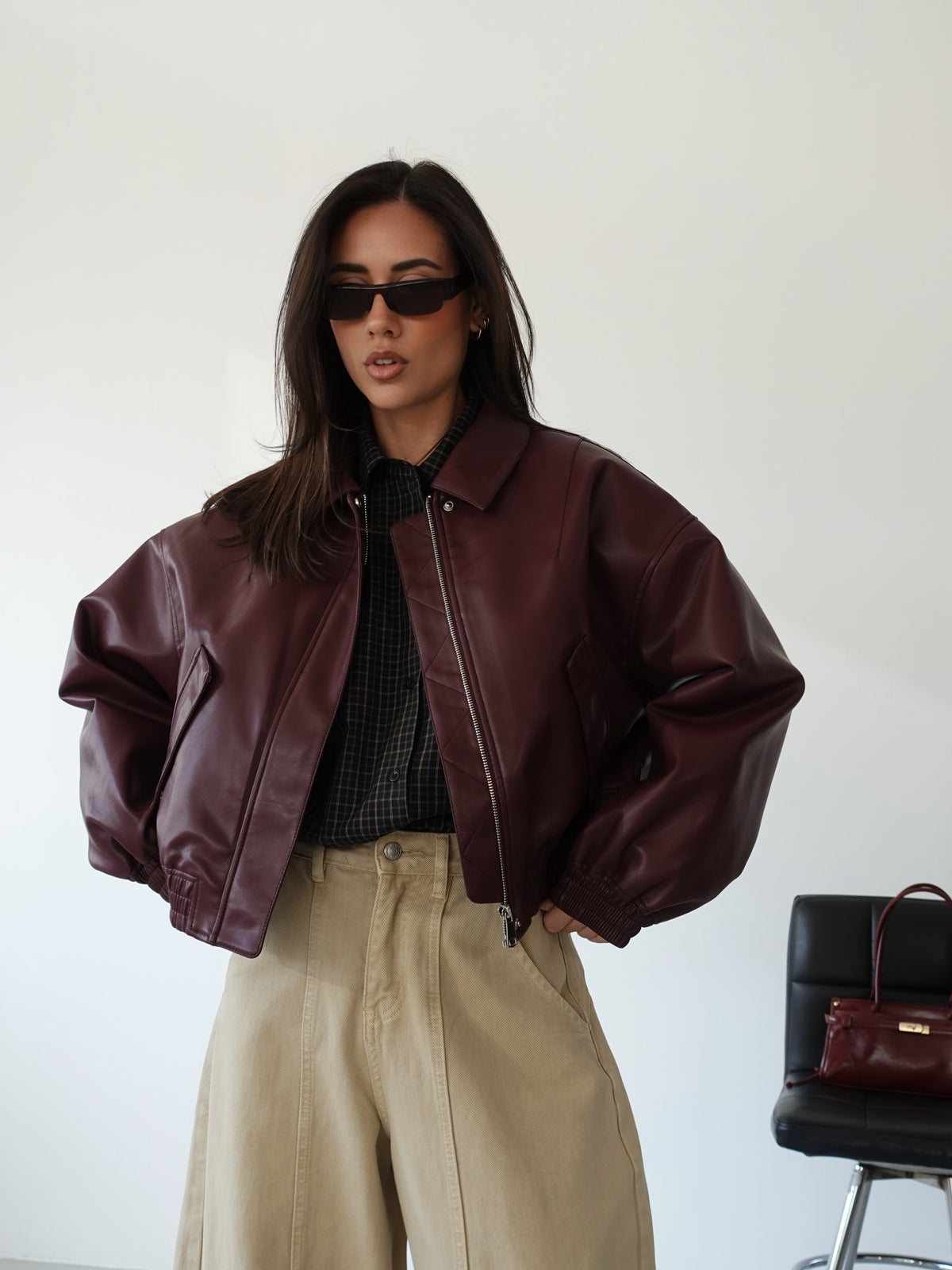 GIACCA IN ECOPELLE H143 - BURGUNDY 8936