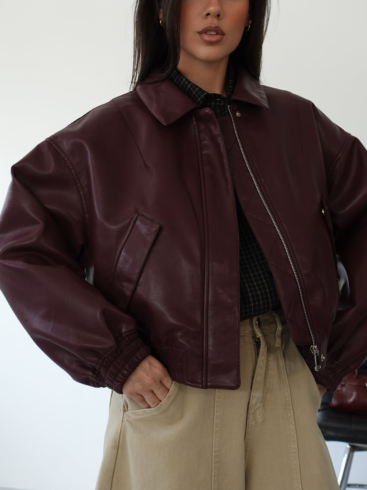 GIACCA IN ECOPELLE H143 - BURGUNDY 8936