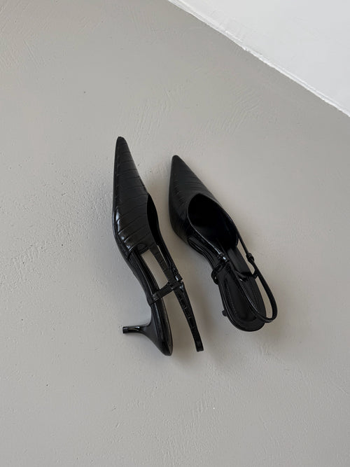 SLINGBACK KITTEN CROCO - NERO M870